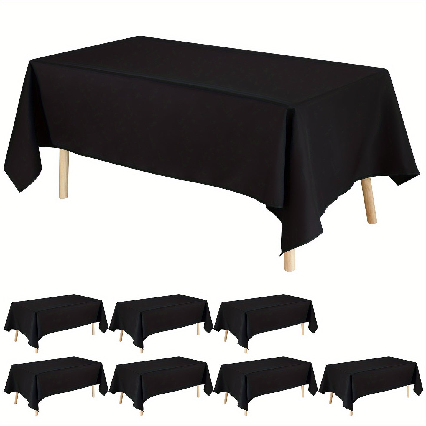 8pcs Valentines Tablecloths, Black Tablecloths 60x102 Inch Table Cloths for 6 Foot Rectangle Tables, Wrinkle Resistant Washable Rectangular Fabric Table Cover for Dining Wedding Banquet Camping Party, Best for Christmas
