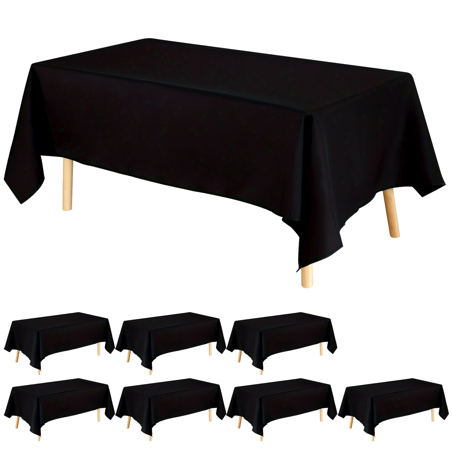 8pcs Valentines Tablecloths, Black Tablecloths 60x102 Inch Table Cloths for 6 Foot Rectangle Tables, Wrinkle Resistant Washable Rectangular Fabric Table Cover for Dining Wedding Banquet Camping Party, Best for Christmas