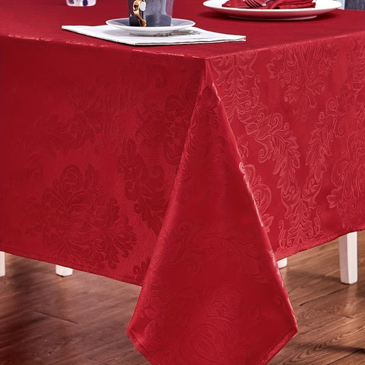 Polyester Tablecloth 1pc Wrinkle Resistant Polyester Rectangle Solid Color Tablecloth, Oblong Rectangular Table Cover, Fabric Table Cover, Kitchen Dining Dinner, Room Decor