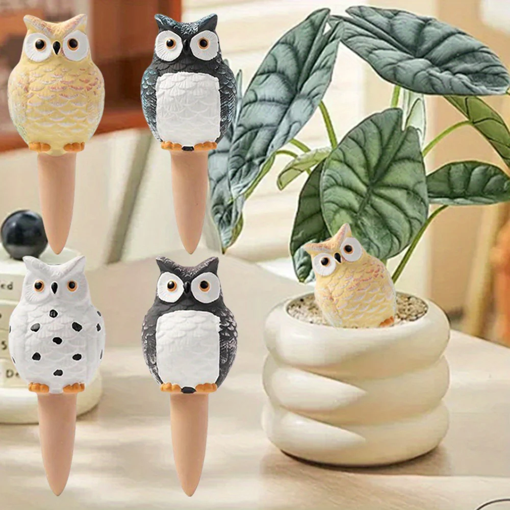 4pcs Self Watering Stake 4pcs Self Watering Owl Shaped Stake | Potted Plant Self Watering Spikes, Plant Care Tool Kit, Suitable for Indoor and Outdoor Plant